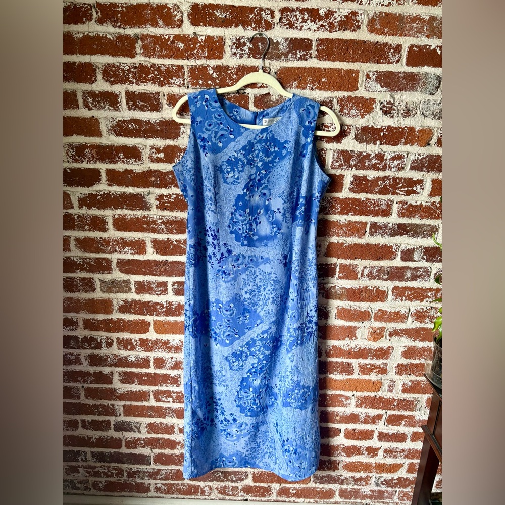 Y2K Dressbarn Blue Floral Midi Dress - Picture 6 of 10
